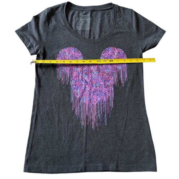 Disney Women’s Charcoal Gray T-Shirt with Dripping Purple Mickey Size Medium - Picture 6 of 7